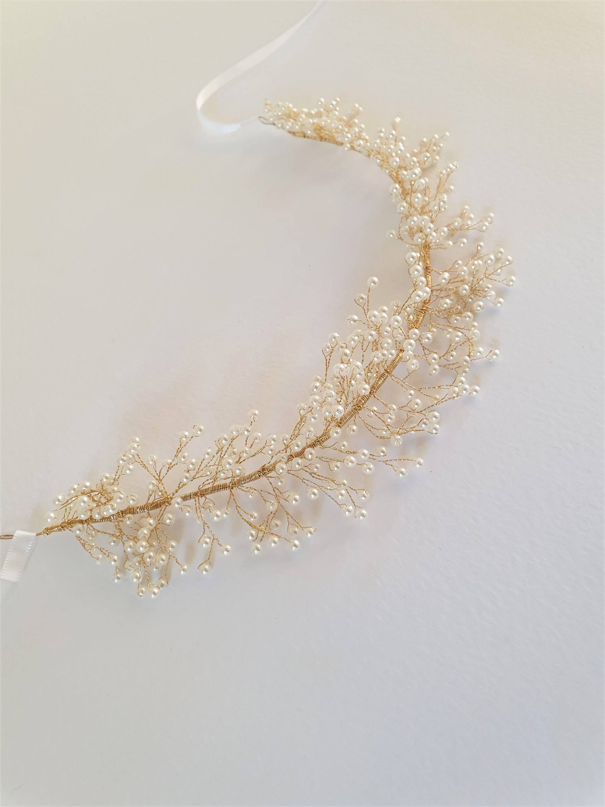 Amber Pearl Vine headband - Wedding Boutique