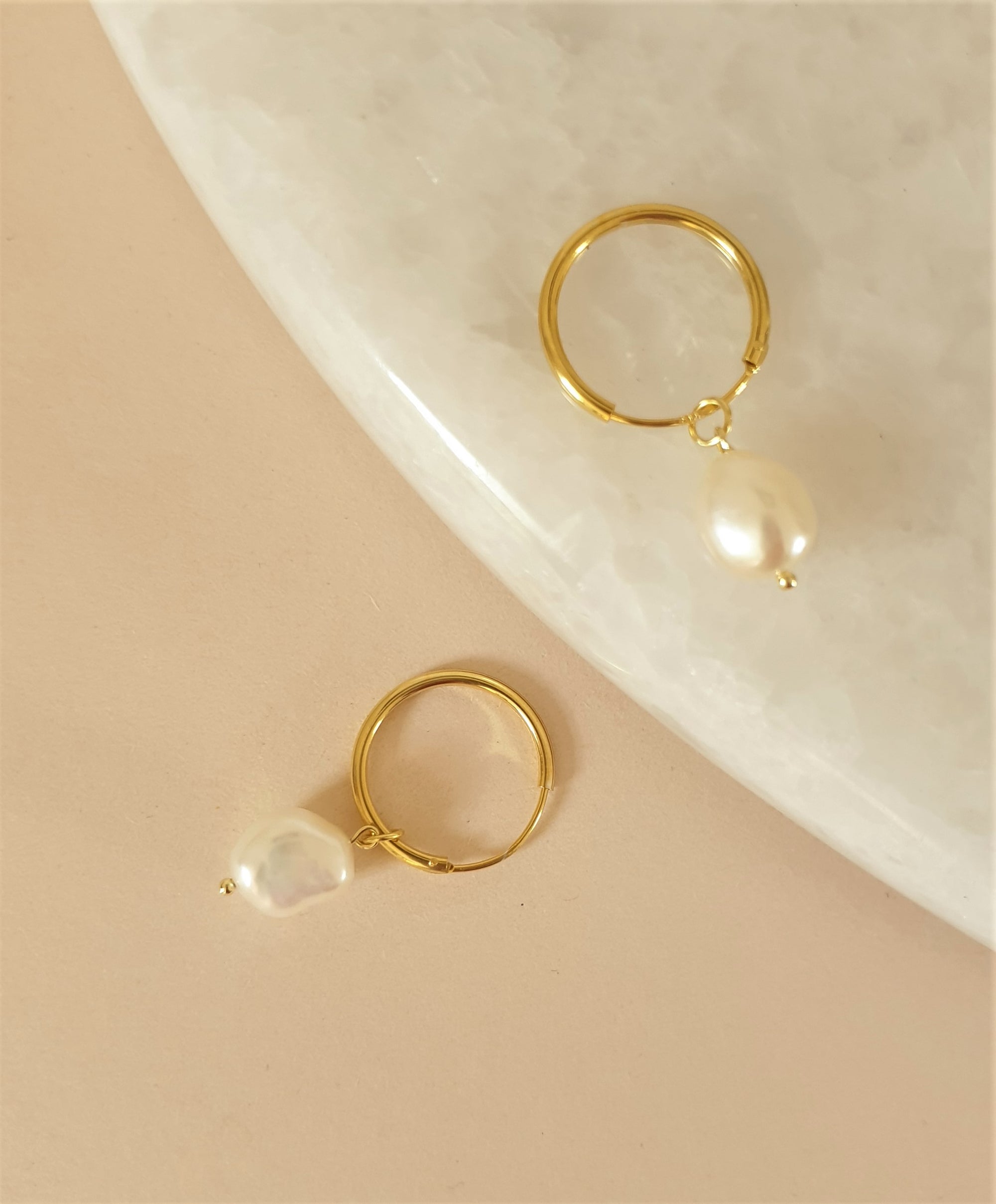 Rosalind Pearl Hoop Earrings - Wedding Boutique