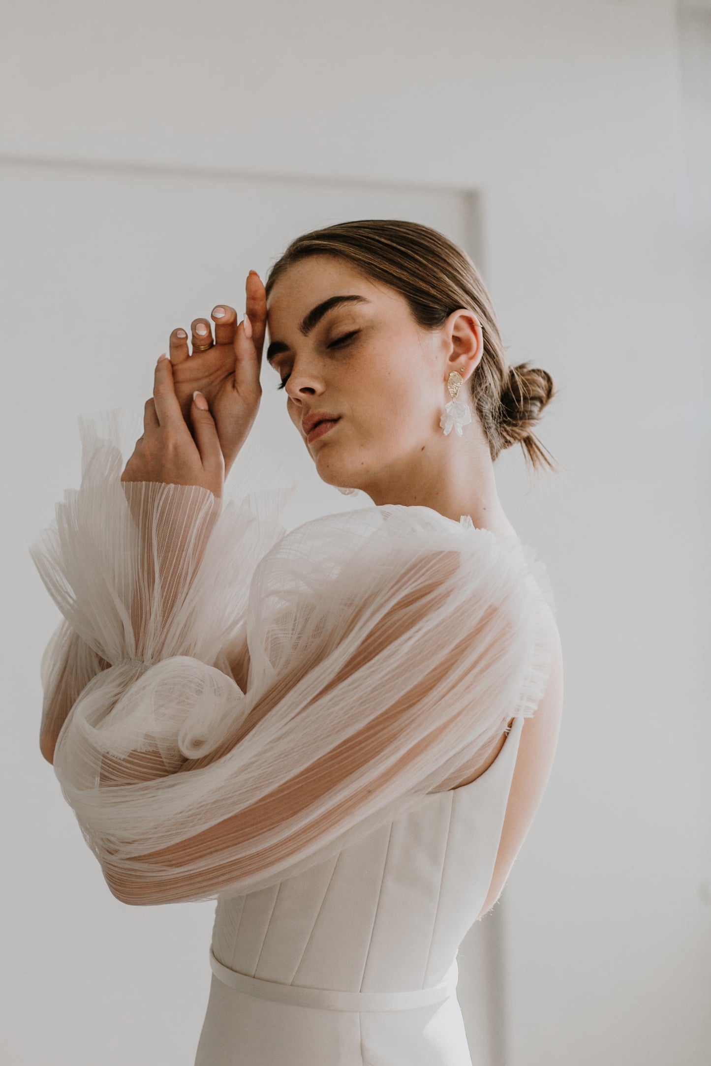 Pleated Tulle Sleeves