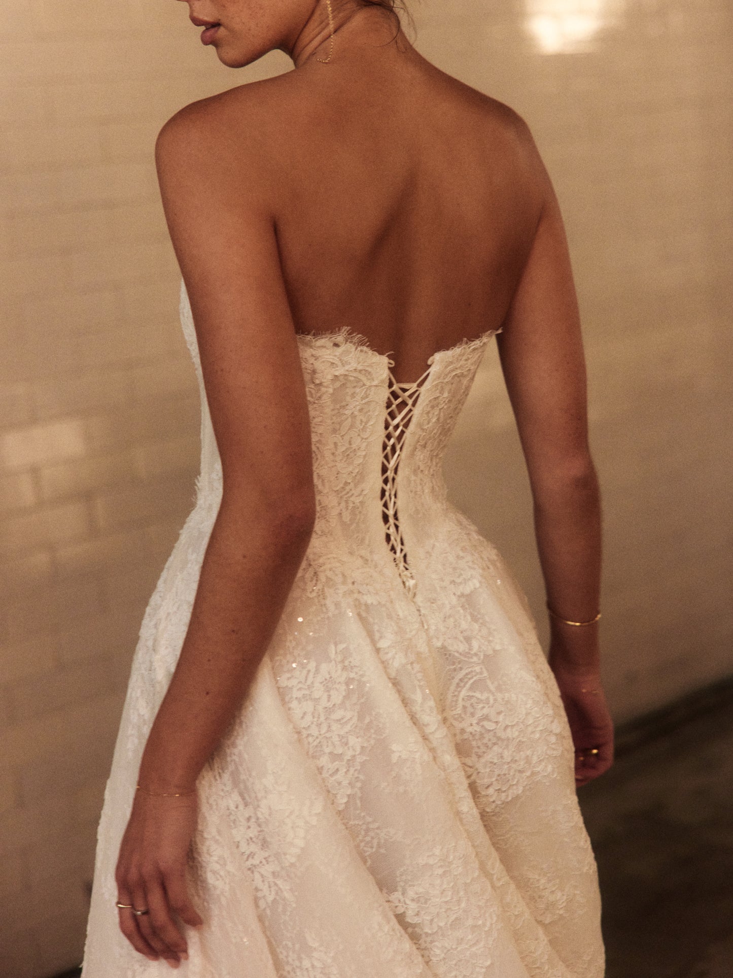 Dahlia in Chantilly Lace Wedding Dress by Alena Leena