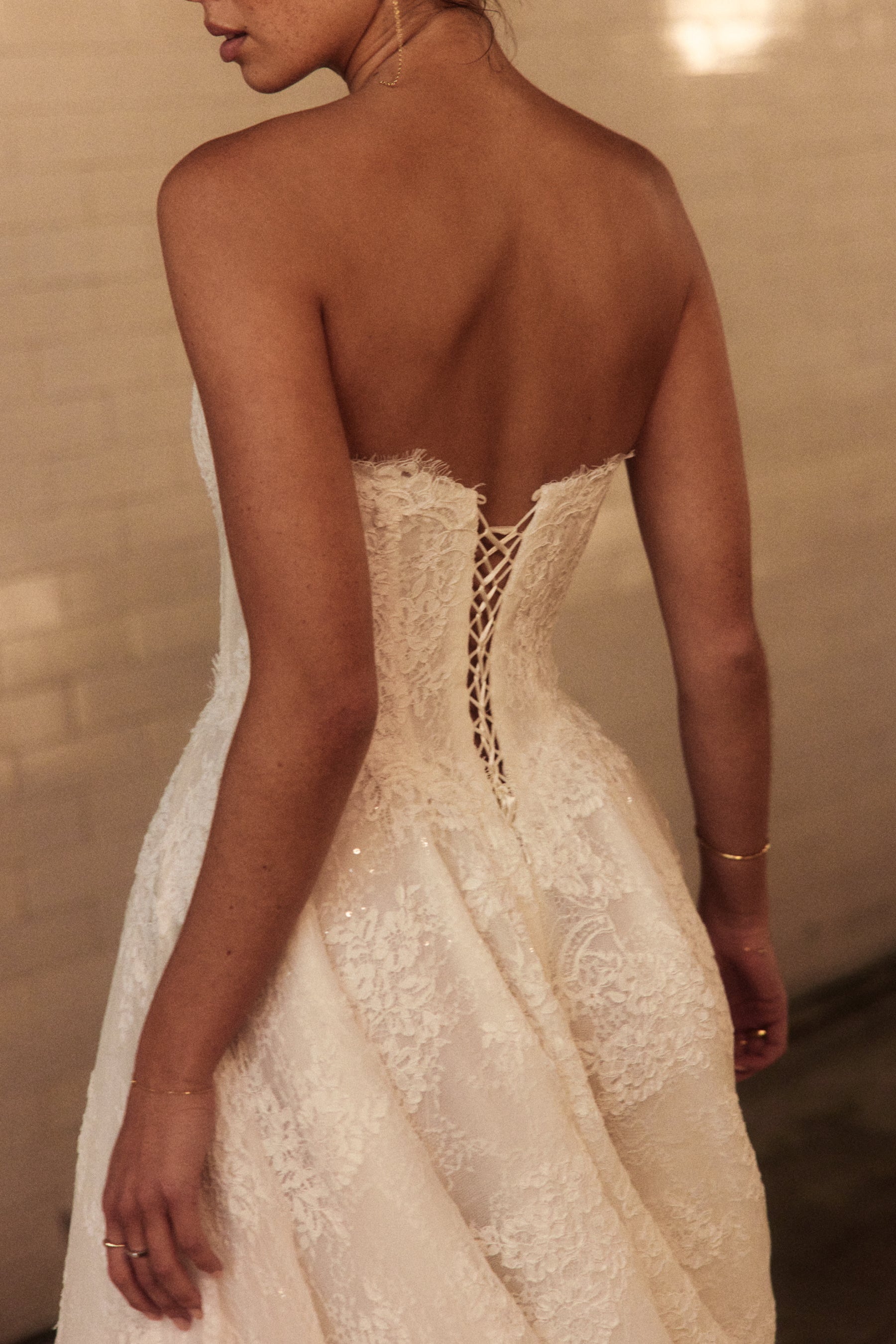 Dahlia in Chantilly Lace Wedding Dress by Alena Leena