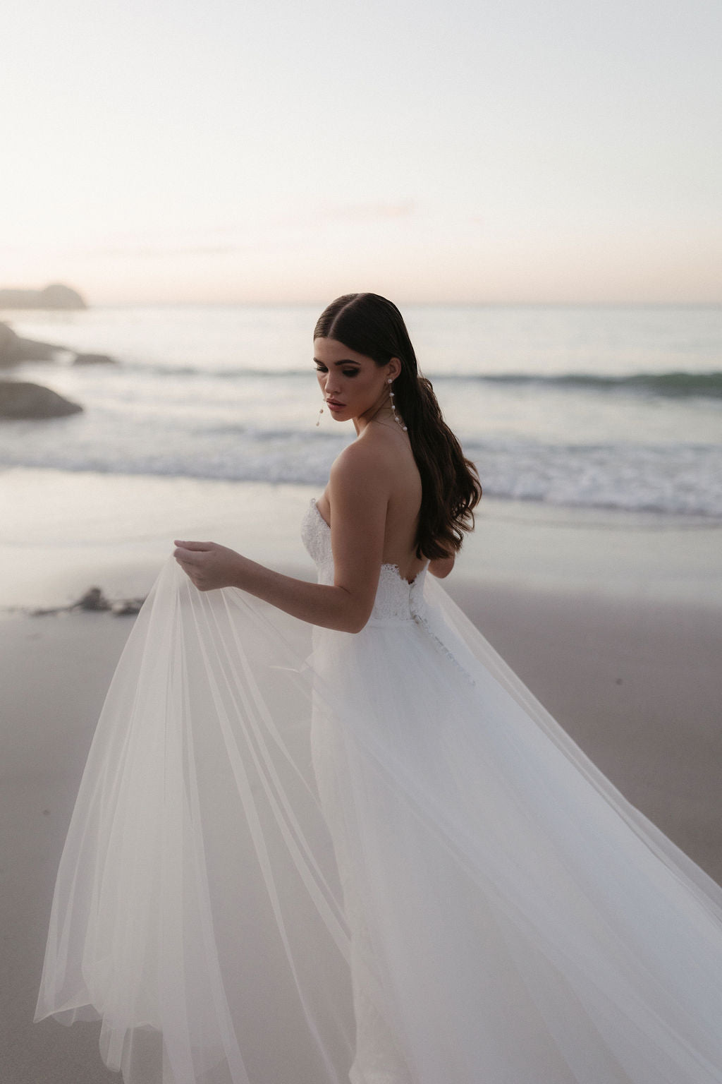 Tulle overskirt wedding dress sale